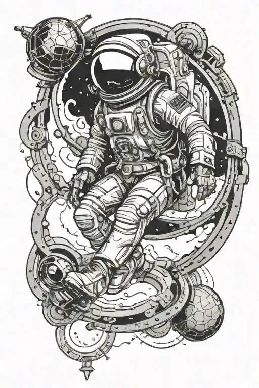 Steampunk Astronaut Floating