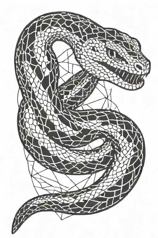 A Minimalist Snake Silhouette With Geometric Patterns On The Foot