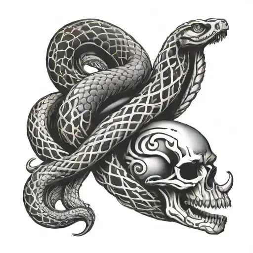 A Motorcycle Exhaust Pipe Shaped Like A Snake With Skull Details