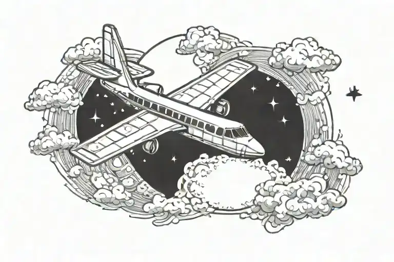 Moon With A Small Plane Flying