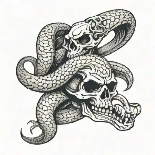 A Motorcycle Exhaust Pipe Shaped Like A Snake With Skull Details