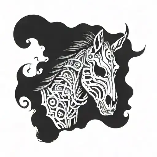 Dark Horse With Skeleton As Face