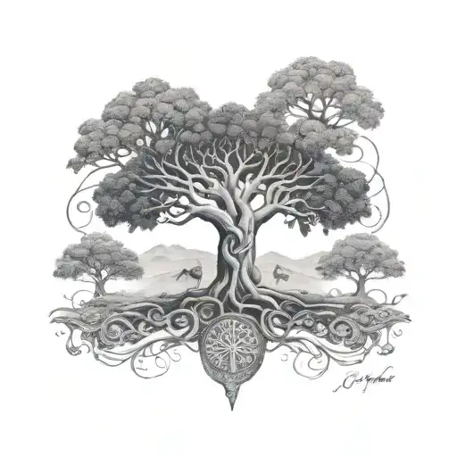 Design A Tattoo Of A Family Tree With Celtic Symbols Representing Each Family Member