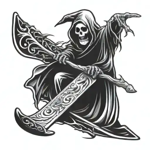 Grim Reaper With A Snowboard
