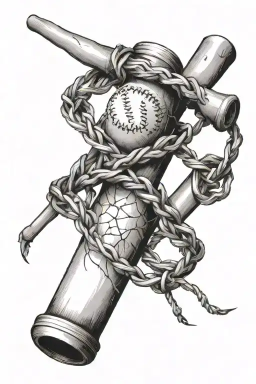 A Baseball Bat Wrapped In Barbed Wire
