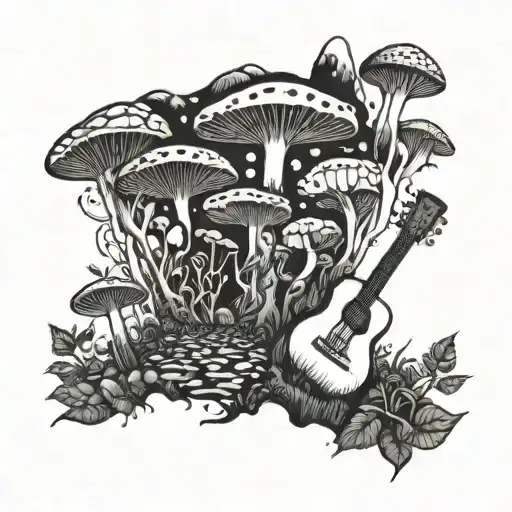 A Psychedelic Mushroom Forest With Hidden Guitar Shapes
