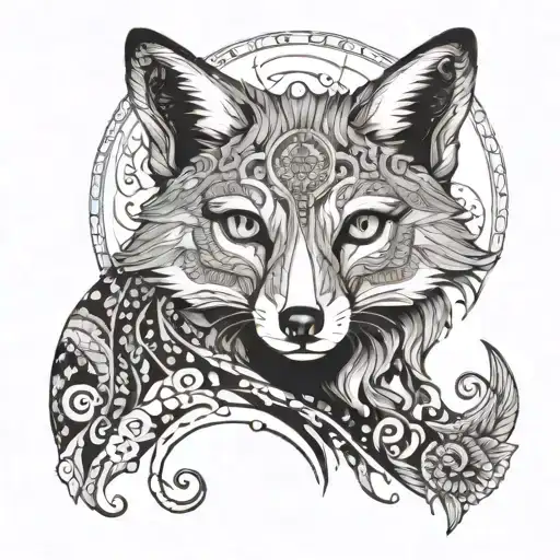 A Mystical Fox With Intricate Patterns Representing Earth Magic