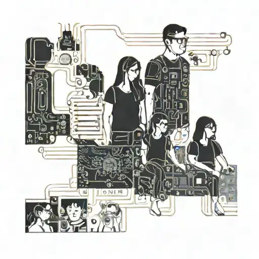 A Circuit Board Design Incorporating Images Of Your Family Members And Friends