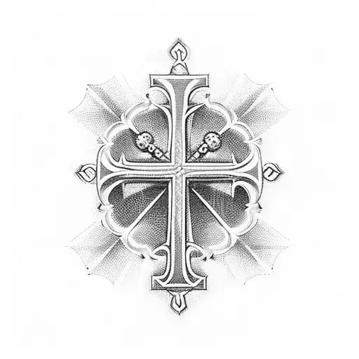 Christian Cross And Rosary Beads