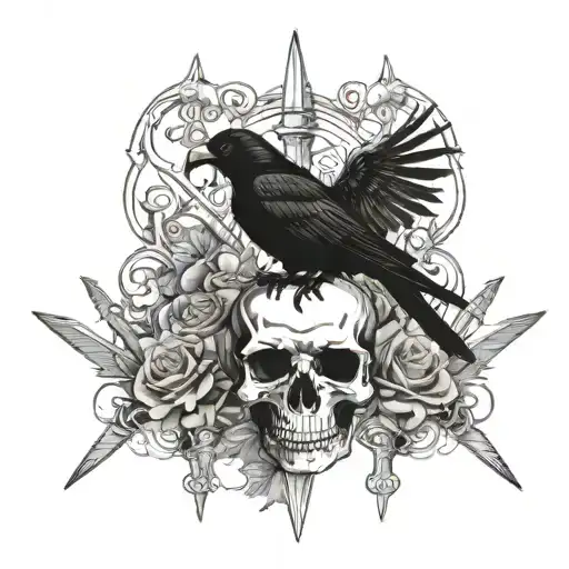 Swords Crows And Skeleton Sleeve