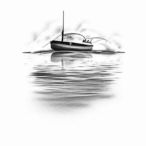 Realistic Fishing Boat On A Lake In The Woods