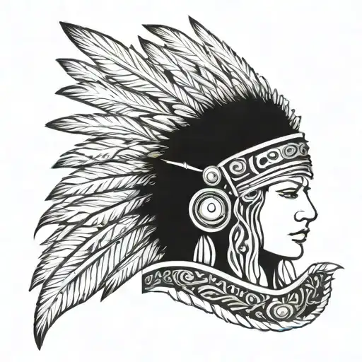 Feather Headdress With Spear And Wings