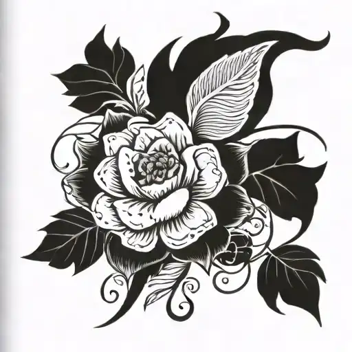 Symbol Of Courage And Bravery Intertwined With Vibrant Floral Elements