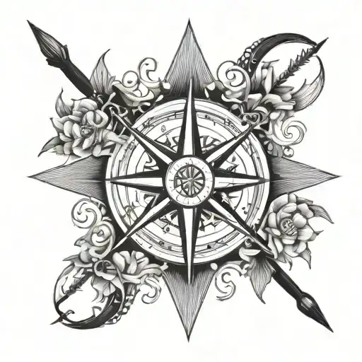 A Compass Rose With Propellers Instead Of Arrows