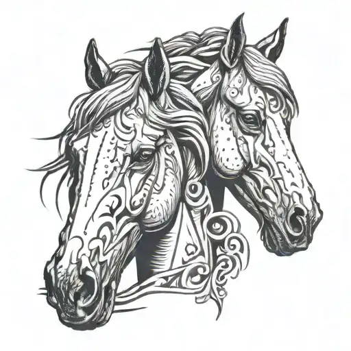 Horse Heads Facing Each Other