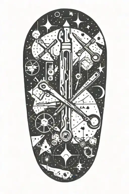 A Mechanic's Toolset Arranged In The Shape Of A Constellation