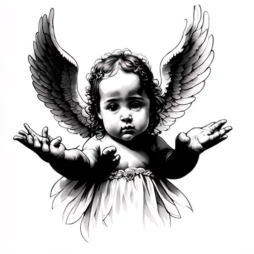 Baby Hands Angel Wings Spread Wide