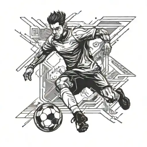 A Futuristic Soccer Player Trading Stocks On A Digital Screen