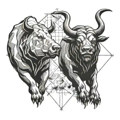 A Stylized Bull And Bear Facing Off In A Trading Chart Background