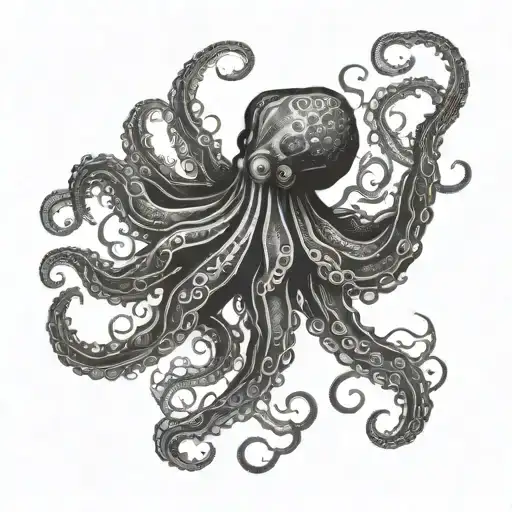 An Octopus Swimming In A Dark And Mysterious Ocean Depths