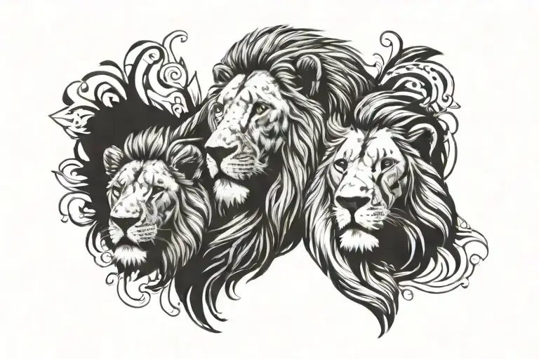 Lion With Mom And Dad