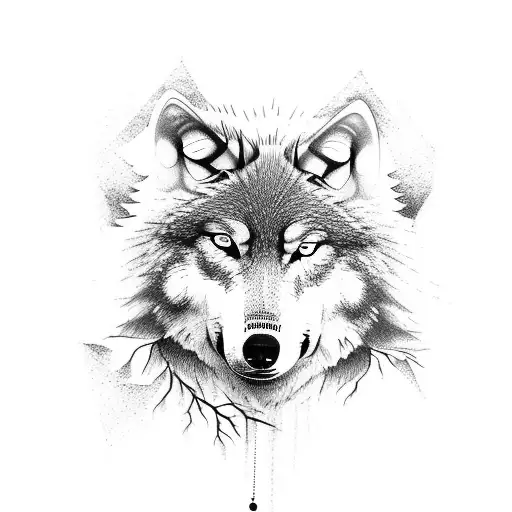 Wolf With Trees Behind