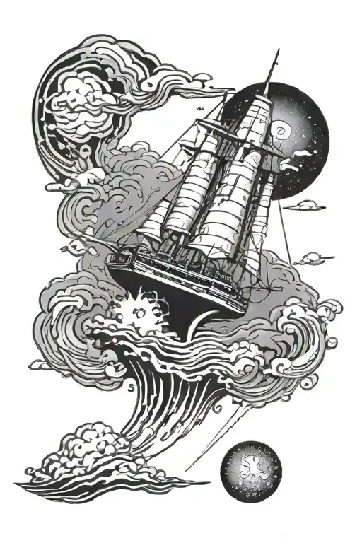 Space Ship Sailing Through Stormy