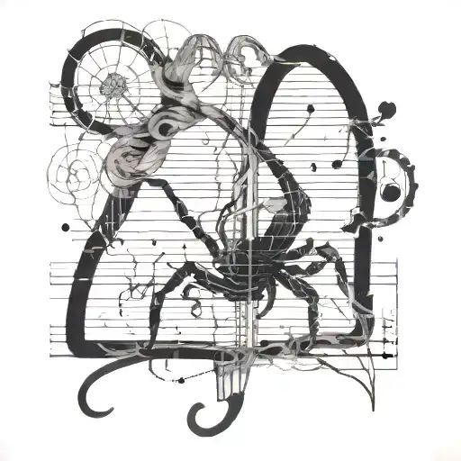 A Smoke-themed Music Note Intertwined With Spider Webs