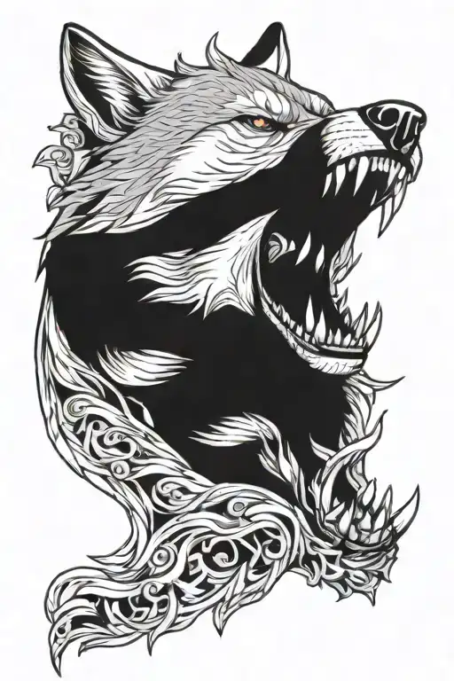 Wolf Biting Into Shoulder