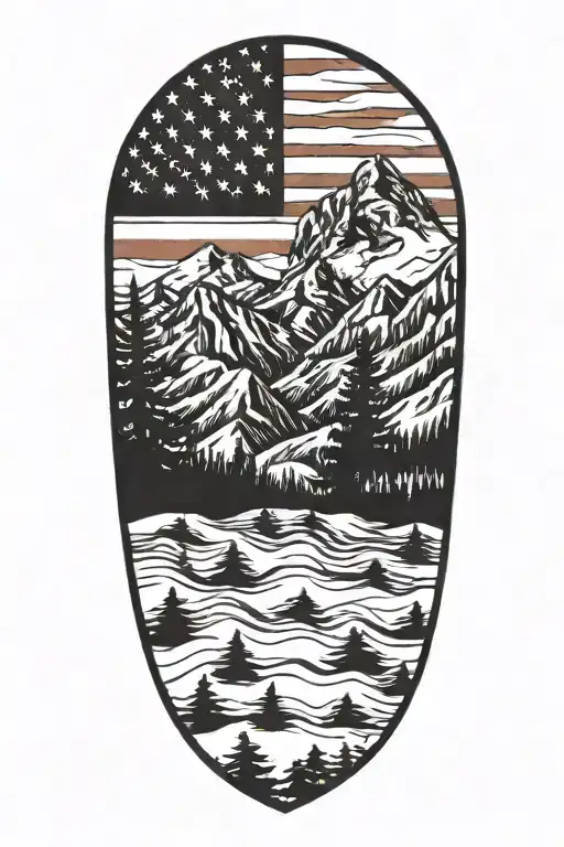 Appalachian Mountains With Distressed Usa Flag In Background