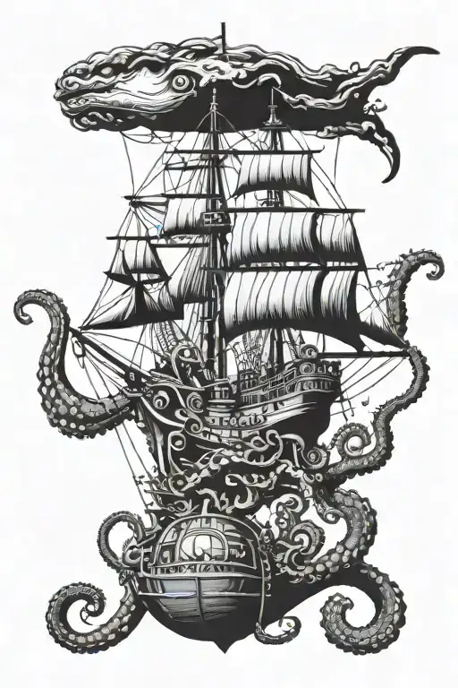 Octopus Attacking Ship