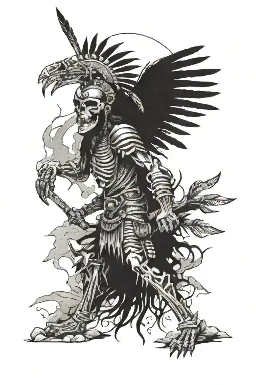 Native American Skeleton Warriors Battle Landscape