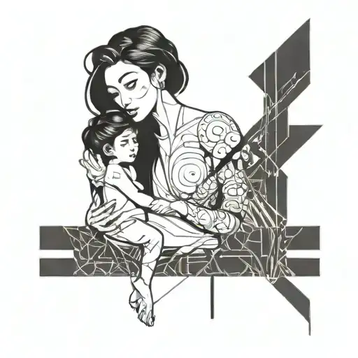 A Futuristic Wife And Son With The Name Shanu Subtly Integrated Into The Design