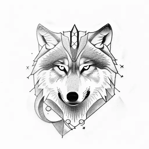 Wolf With Libra Symbol And Infinity Symbol