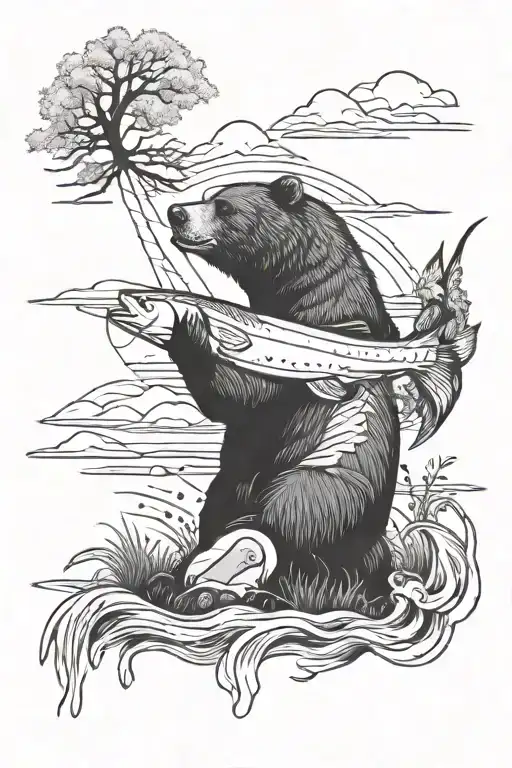 Bear Fishing Scene
