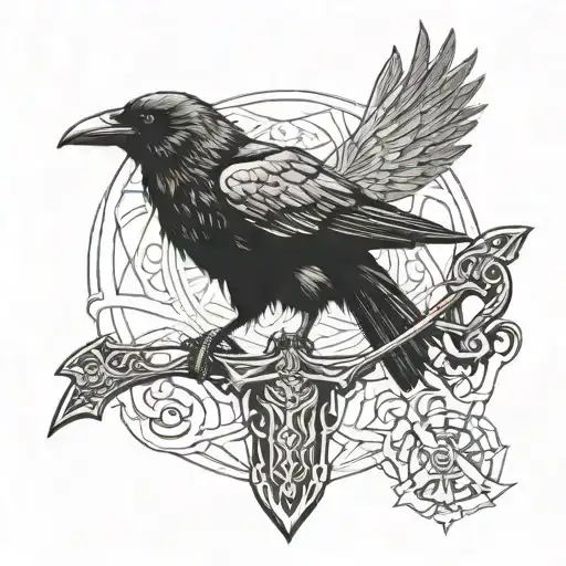 Crow Perched Atop A Claymore Sword