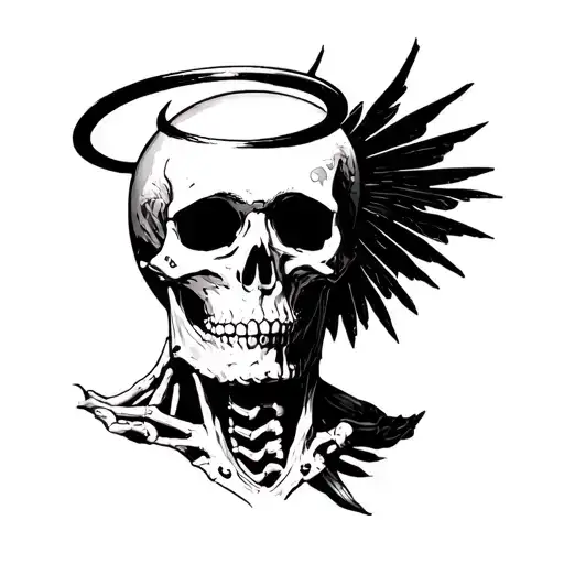 Skeleton With A Halo On Above Head