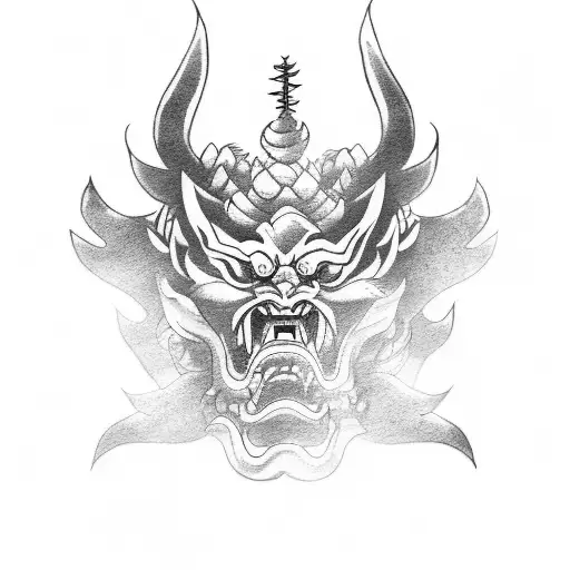 Oni Mask With Japanese Dragon