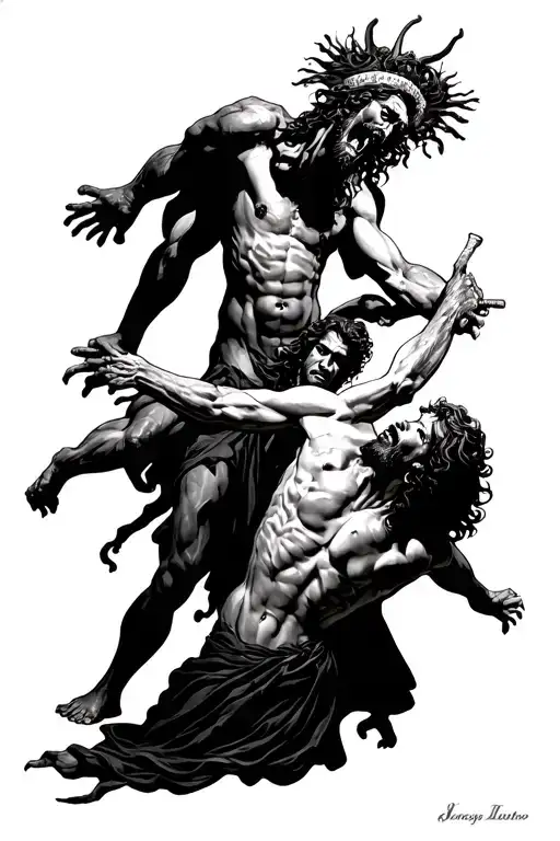 Demons Fighting Jesus Christ