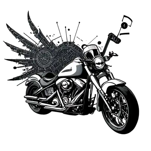 A Cyber Security Themed Tattoo Incorporating Elements Of Metal Music And Harley Davidson