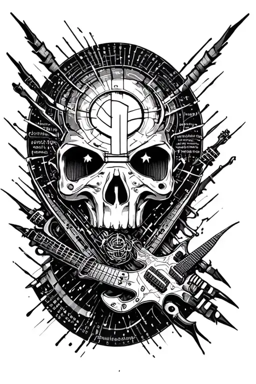 A Cyber Security Themed Tattoo Incorporating Elements Of Metal Music And It Source Code