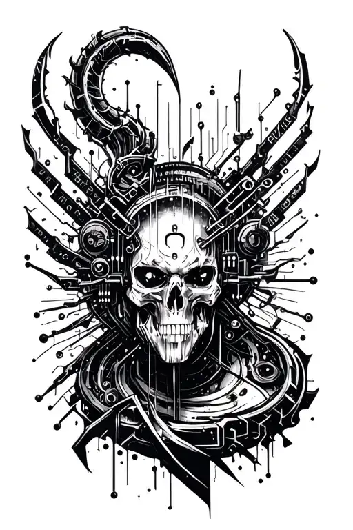A Cyber Security Themed Tattoo Incorporating Elements Of Metal Music And It Source Code