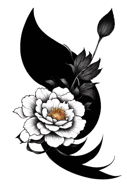 Sleeve Tattoo Blackwork In A Japanese Style With A Lot Of Contrast For Dark Skin