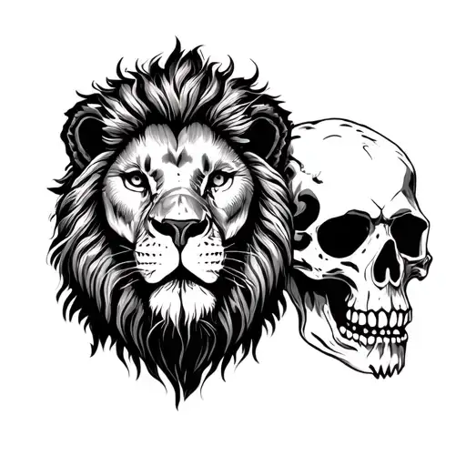 Skull Next To A Lion