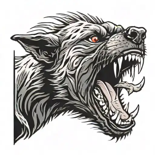 Angry Dog With Open Mouth Salivating With Rage