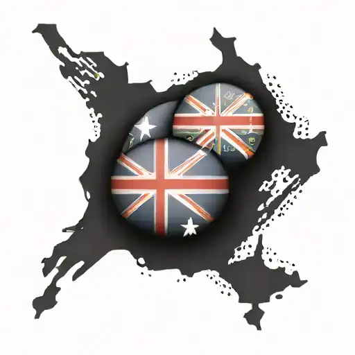 Combine The Flags Of New Zealand And Nauru With Musical Notes And Rugby Balls