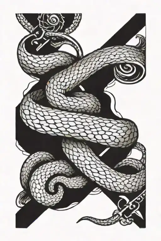 A Snake Coiled Around A Sword