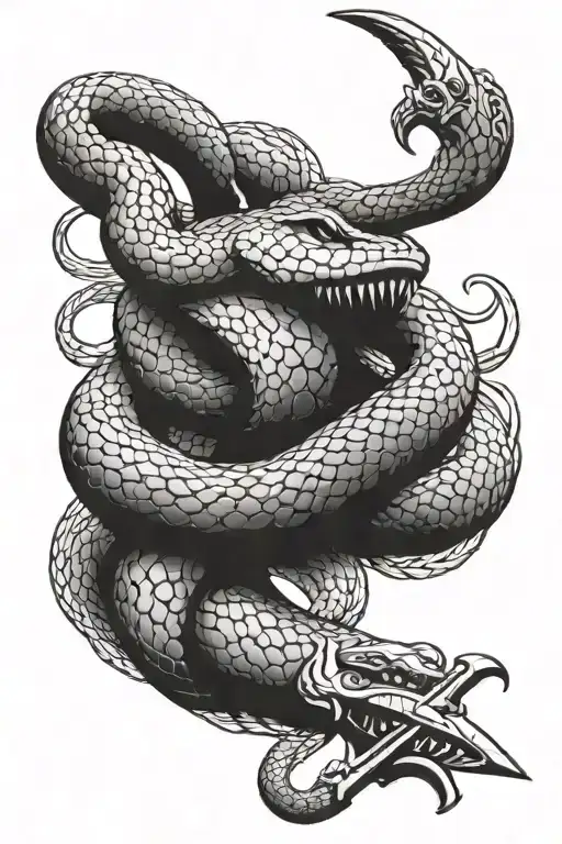 A Snake Coiled Around A Sword