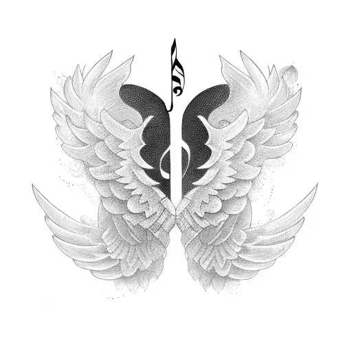Musical Notes Intertwined With Angel Wings