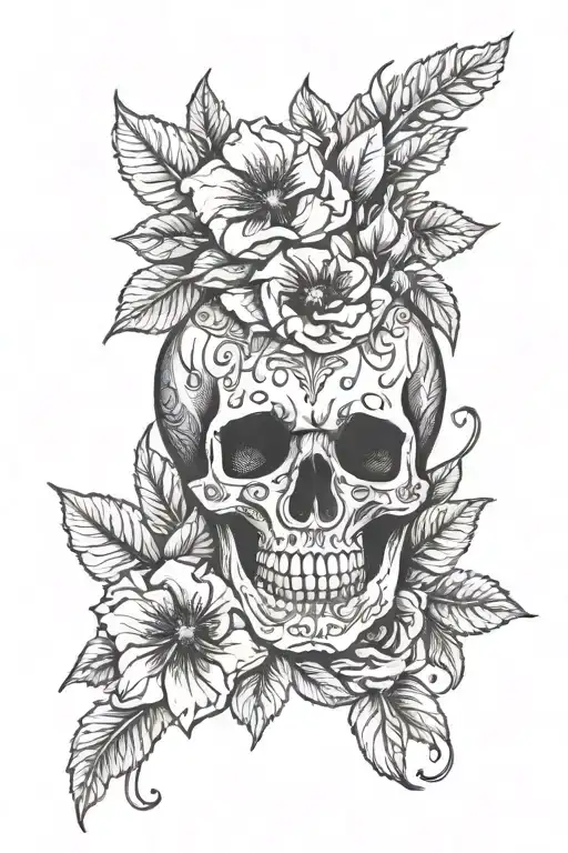 Skull And Flowers
